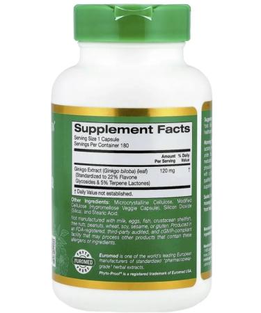 California Gold Nutrition California Gold ginkgo biloba 120mg 180 kapsul - Buy Online on GoSupps.com