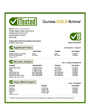 California Gold Nutrition California Gold ginkgo biloba 120mg 180 kapsul - Buy Online on GoSupps.com