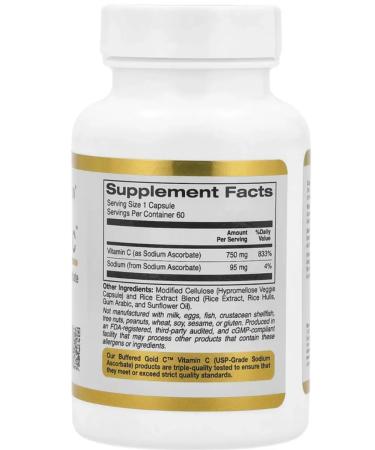 California Gold Nutrition California Gold sodium ascorbate vitamin C 60 RAS. capsules - Buy Online on GoSupps.com