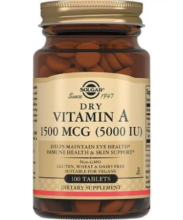 Solgar dry vitamin A 1500 g (5000 IU) 100 pcs table-2 pcs