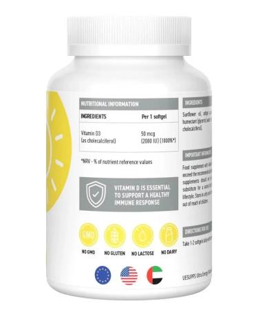UltraSupps Vitamin D3 2000 IU 180 pcs. caps 260mg -2 pcs - Buy Online on GoSupps.com