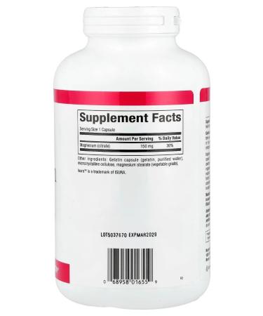 Natural factors/ Magnesium citrate 150 mg 360 capsules - Buy Online on GoSupps.com