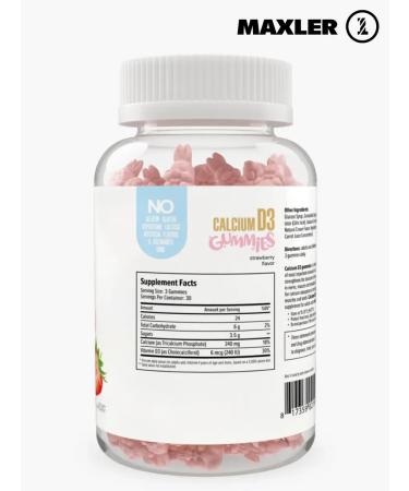 Calcium Vitamin D3 Vitamins for children Maxler 90pcs strawberries - Buy Online on GoSupps.com