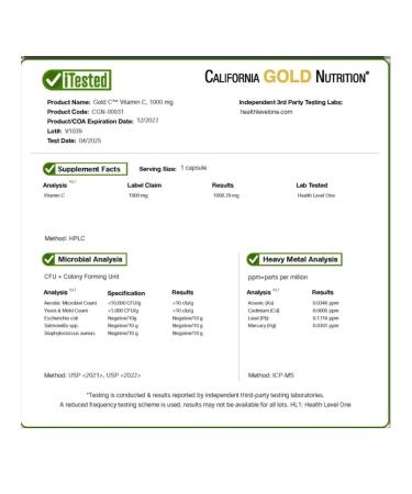 California Gold Nutrition California Gold Gold C Vitamin C 1000 mg 60 RAS. capsules - Buy Online on GoSupps.com