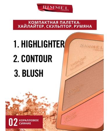 Rimmel Palette for contouring highlighter sculptor blush tone 002