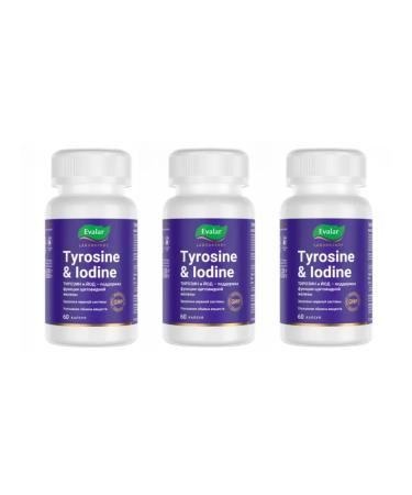Evalar Tyrosin + iodine (Tyrosine & iDine) 60 capsules (0.38g) x 3 l