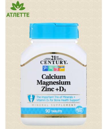 21st Century Calcium Magnesium zinc D3 from the USA Calmagzincd3 90 tons - Buy Online on GoSupps.com