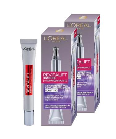L'Oreal Paris Cream for the area around the eyes of Revitalift Filler 15ml 2pcs - Buy Online on GoSupps.com