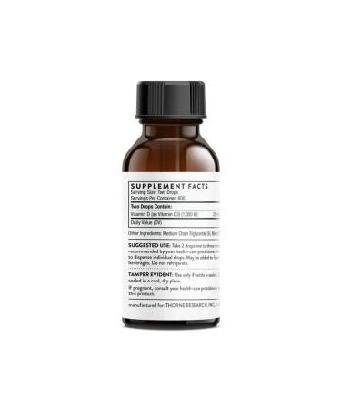 Thorne Research Liquid vitamin D 3 for children and adults 500 IU 30 ml - Buy Online on GoSupps.com