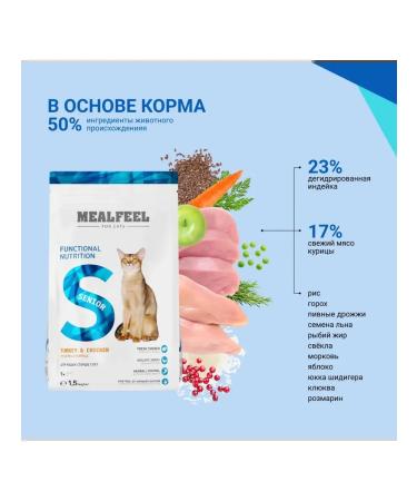 Mealfeel Dry food for cats with chicken and turkey 1.5 kg - Buy Online on GoSupps.com