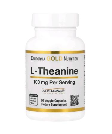 California Gold Nutrition L-theanine for relaxation 100 mg 60 capsules