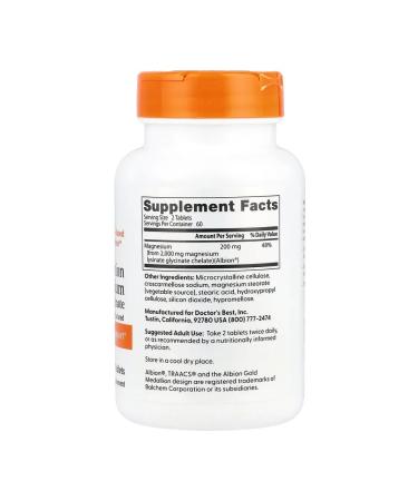 Doctor's Best 100%chelat magnesium 100 mg 120 tablets - Buy Online on GoSupps.com