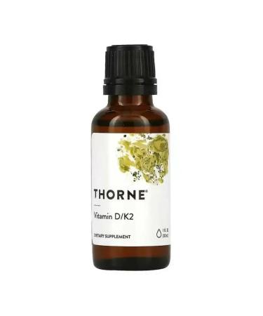 Thorne Research Vitamins D and K2 25 g (1000 IU) 30 ml