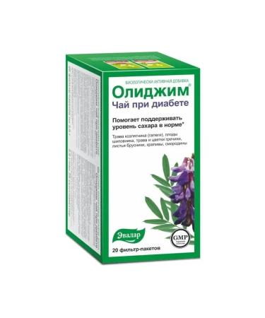Evalar Olidim tea with diabetes f p 2g No. 20 (dietary supplies) 2pcs - Buy Online on GoSupps.com
