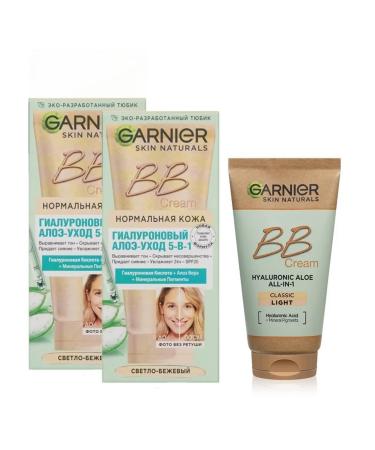 Garnier BB cream hyaluronic Aloe-5B1 light-beige 50 ml 2pcs