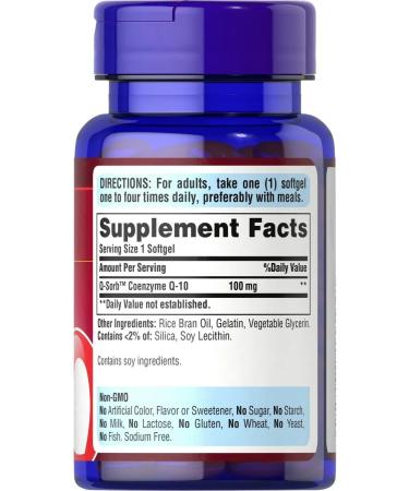 Puritan's Pride Coenzyme Q10 CO Q-10 120 capsules - Buy Online on GoSupps.com