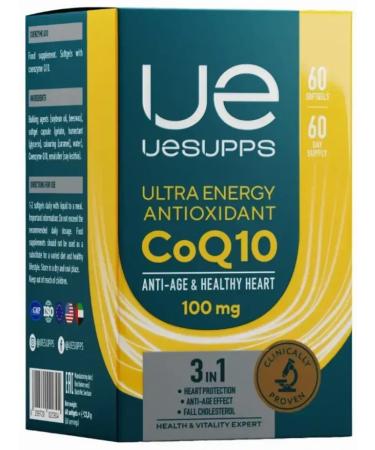 UESUPPS Antioxidant Coenzym Q10 Ultra Energy caps x60 - Buy Online on GoSupps.com