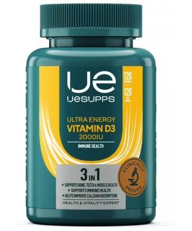 UESUPPS Vitamin D3 2000Mom Ultra Energy caps. No. 120