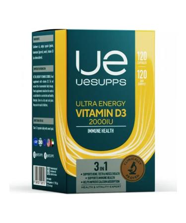 UESUPPS Vitamin D3 2000Mom Ultra Energy caps. No. 120 - Buy Online on GoSupps.com