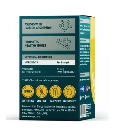 UESUPPS Vitamin D3 2000Mom Ultra Energy caps. No. 120 - Buy Online on GoSupps.com
