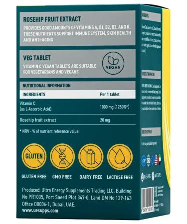 UESUPPS Vitamin C Ultra Energy Tab. No. 60 - Buy Online on GoSupps.com
