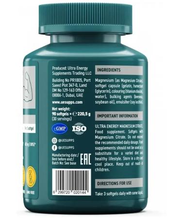 UESUPPS Magnesium Citrate Ultra Energy caps. No. 90 - Buy Online on GoSupps.com