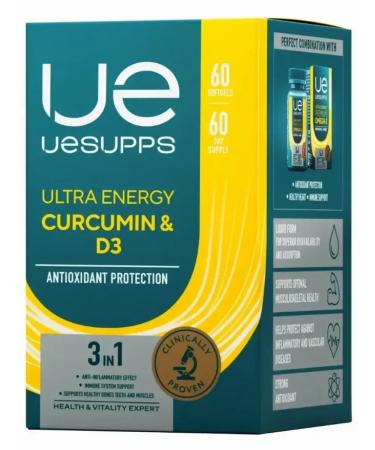 UESUPPS Kurkumin and vitamin D3 Ultra Energy caps. No. 60 - Buy Online on GoSupps.com