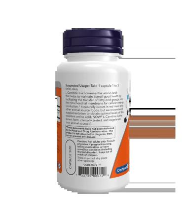 Now L-Carnitine L-Carnitine 500 mg capsule weighing 917 mg 60 w ... - Buy Online on GoSupps.com
