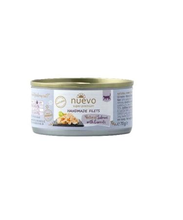 New superpremium NUEVO Wet Cat Food with Salmon Fillet and Carrots 70g x 12 pcs. - Buy Online on GoSupps.com