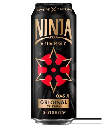 Ninja Star Energy Energetic Vishnya-Sliva with ginseng extract 24 x 0.45 liters - Buy Online on GoSupps.com