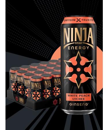 Ninja Star Energy Energetic white peach Lichi with ginseng extract 24x0.45l - Buy Online on GoSupps.com