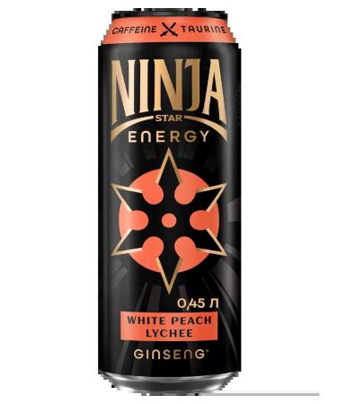 Ninja Star Energy Energetic white peach Lichi with ginseng extract 24x0.45l - Buy Online on GoSupps.com