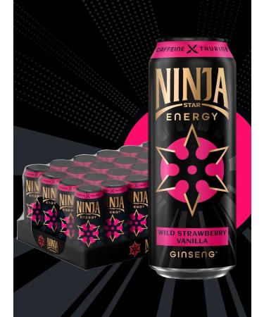Ninja Star Energy Energetic strawberry-vanill with ginseng extract 24x0.45 liters - Buy Online on GoSupps.com