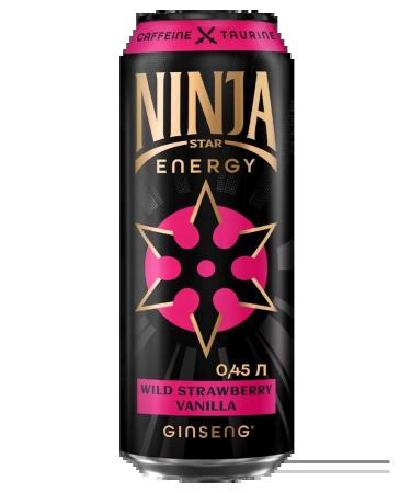 Ninja Star Energy Energetic strawberry-vanill with ginseng extract 24x0.45 liters - Buy Online on GoSupps.com