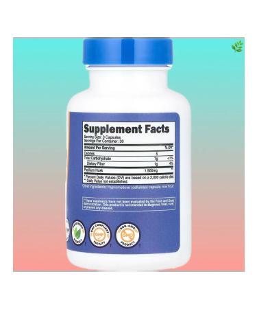 Nutricost Psyllium husk of plantain seeds 90 capsules - Buy Online on GoSupps.com