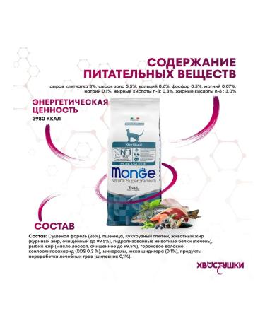 MONGE Dry food for sterilized cats (trout) 10 kg - Buy Online on GoSupps.com