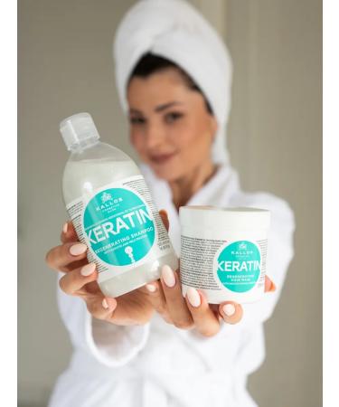 Kallos Cosmetics Keratin hair mask 500ml. + Shampoo 500ml - Buy Online on GoSupps.com