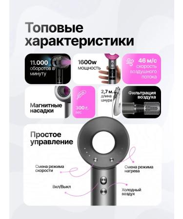 FanMax Professional hair hair dryer with 1st nozzles and ionization