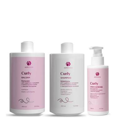 ADRICOCO Set of shampoo balsam cream fluid for curly curly hair