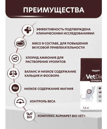 AlphaPet Dry complete dietary food Vet Diet for adult cats is recommended for diseases of the lower urinary tract 1.5 kg - Buy Online on GoSupps.com