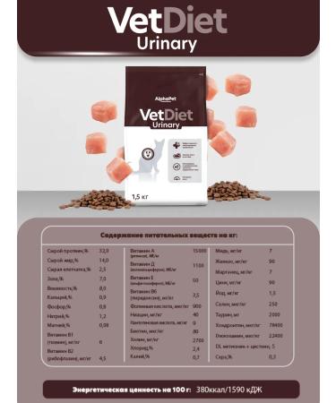 AlphaPet Dry complete dietary food Vet Diet for adult cats is recommended for diseases of the lower urinary tract 1.5 kg - Buy Online on GoSupps.com