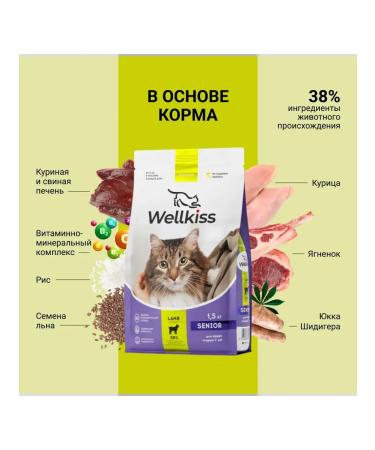 Wellkiss Dry food for cats over 7 years old with lamb 1.5 kg - Buy Online on GoSupps.com