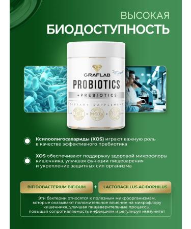 GraFLab Probiotics and prebiotics for the intestines 60 capsules - Buy Online on GoSupps.com