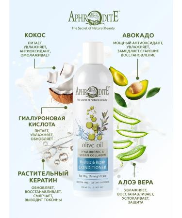 Aphrodite Air conditioning "Moisturization and radiance" for dry hair 300 ml - Buy Online on GoSupps.com