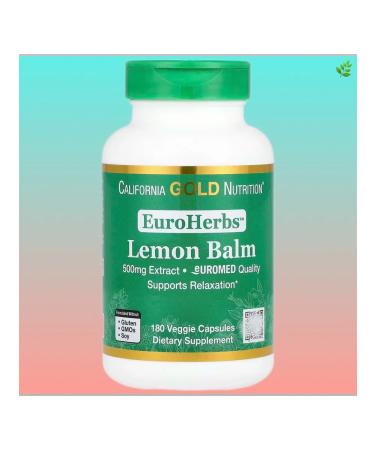 California Gold Nutrition Melissa officinalis extract 500 mg 180 vegetable capsules