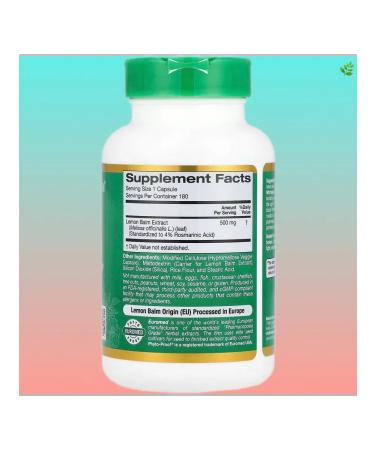 California Gold Nutrition Melissa officinalis extract 500 mg 180 vegetable capsules - Buy Online on GoSupps.com