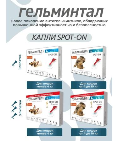 Gelmintal Antiparasitic drops for cats weighing less than 4 kg 3pip - Buy Online on GoSupps.com