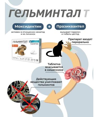 Gelmintal Anthelmintic tablets for cats more than 4 kg 2 tablets - Buy Online on GoSupps.com