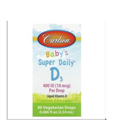 Carlson Labs Vitamin D3 for children Super Daily D3 For Baby 400iu 90 cap - Buy Online on GoSupps.com