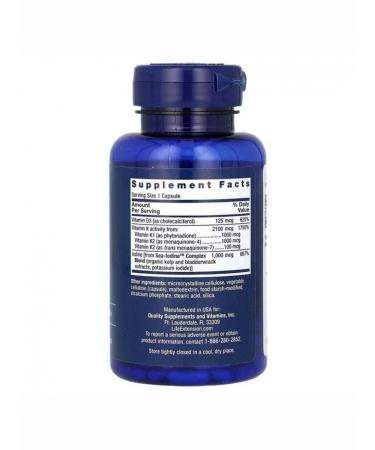 Life extension Vitamins d and k with sea-numine (d and k with iodine) 60 capsules - Buy Online on GoSupps.com